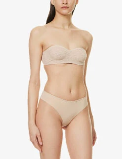 Wacoal Halo Stretch-lace Strapless Bra -Sweaty Betty Store 218 76029603 WA854205 NATURALLYNUDE ALT01