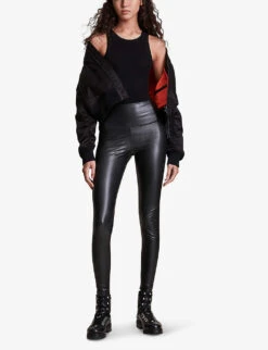AllSaints Cora Faux-leather Leggings -Sweaty Betty Store 930 10136 WL166P BLACK ALT01