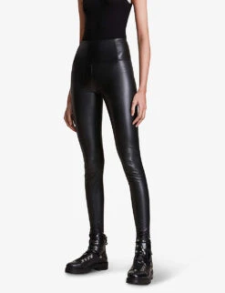 AllSaints Cora Faux-leather Leggings -Sweaty Betty Store 930 10136 WL166P BLACK ALT03