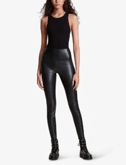AllSaints Cora Faux-leather Leggings -Sweaty Betty Store 930 10136 WL166P BLACK ALT05