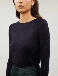 Whistles Annie Metallic Knitted Jumper 11 Whistles Annie Metallic Knitted Jumper -Sweaty Betty Store R00050198 NAVY ALT03