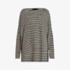 AllSaints Rita Striped Cotton-blend Top 1 AllSaints Rita Striped Cotton-blend Top -Sweaty Betty Store R00070143 CHALKINK M