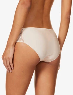 Chantelle Day To Night Mid-rise Lace And Jersey Briefs 10 Chantelle Day To Night Mid-rise Lace And Jersey Briefs -Sweaty Betty Store R00128889 GOLDENBEIGE ALT02