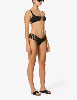 AGENT PROVOCATEUR Dakotta Cutout-panel Mid-rise Bikini Bottoms 9 AGENT PROVOCATEUR Dakotta Cutout-panel Mid-rise Bikini Bottoms -Sweaty Betty Store R00137914 BLACK ALT01