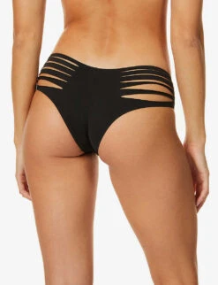 AGENT PROVOCATEUR Dakotta Cutout-panel Mid-rise Bikini Bottoms 10 AGENT PROVOCATEUR Dakotta Cutout-panel Mid-rise Bikini Bottoms -Sweaty Betty Store R00137914 BLACK ALT02