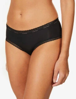 Calvin Klein Bottoms Up Mid-rise Stretch-jersey Hipster Briefs -Sweaty Betty Store R03703747 BLACK ALT04