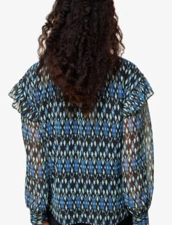 Whistles Ikat-print Crepe Blouse 8 Whistles Ikat-print Crepe Blouse -Sweaty Betty Store R03720341 MULTICOLOURED ALT02