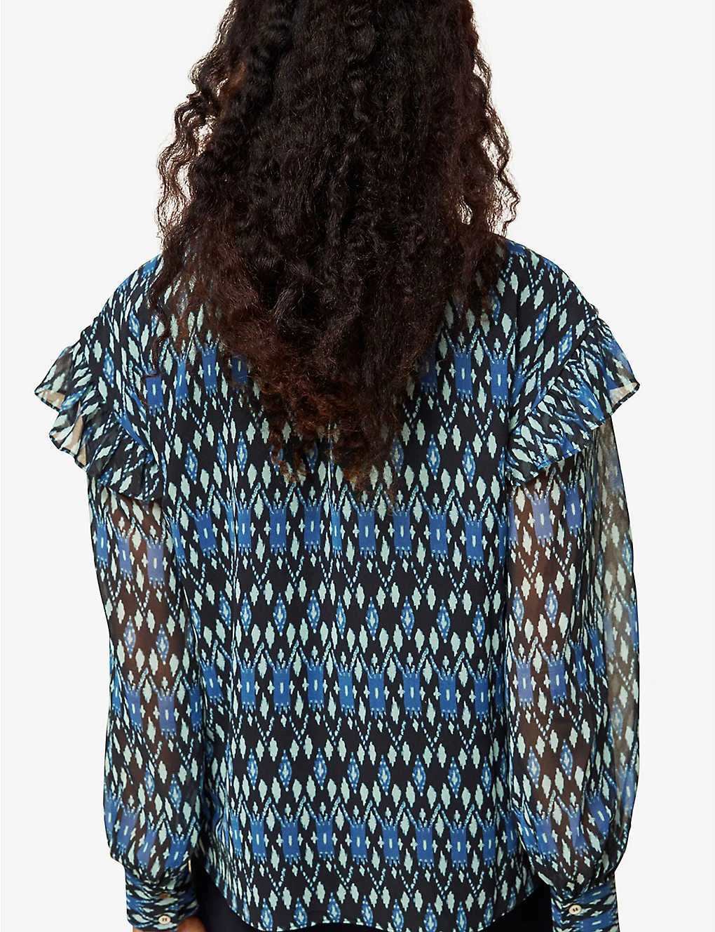 Whistles Ikat-print Crepe Blouse 5 Whistles Ikat-print Crepe Blouse - Image 3