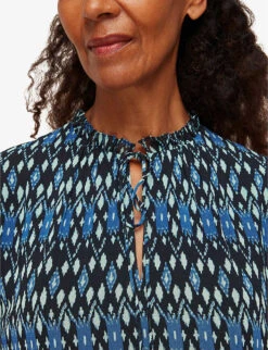 Whistles Ikat-print Crepe Blouse 9 Whistles Ikat-print Crepe Blouse -Sweaty Betty Store R03720341 MULTICOLOURED ALT03