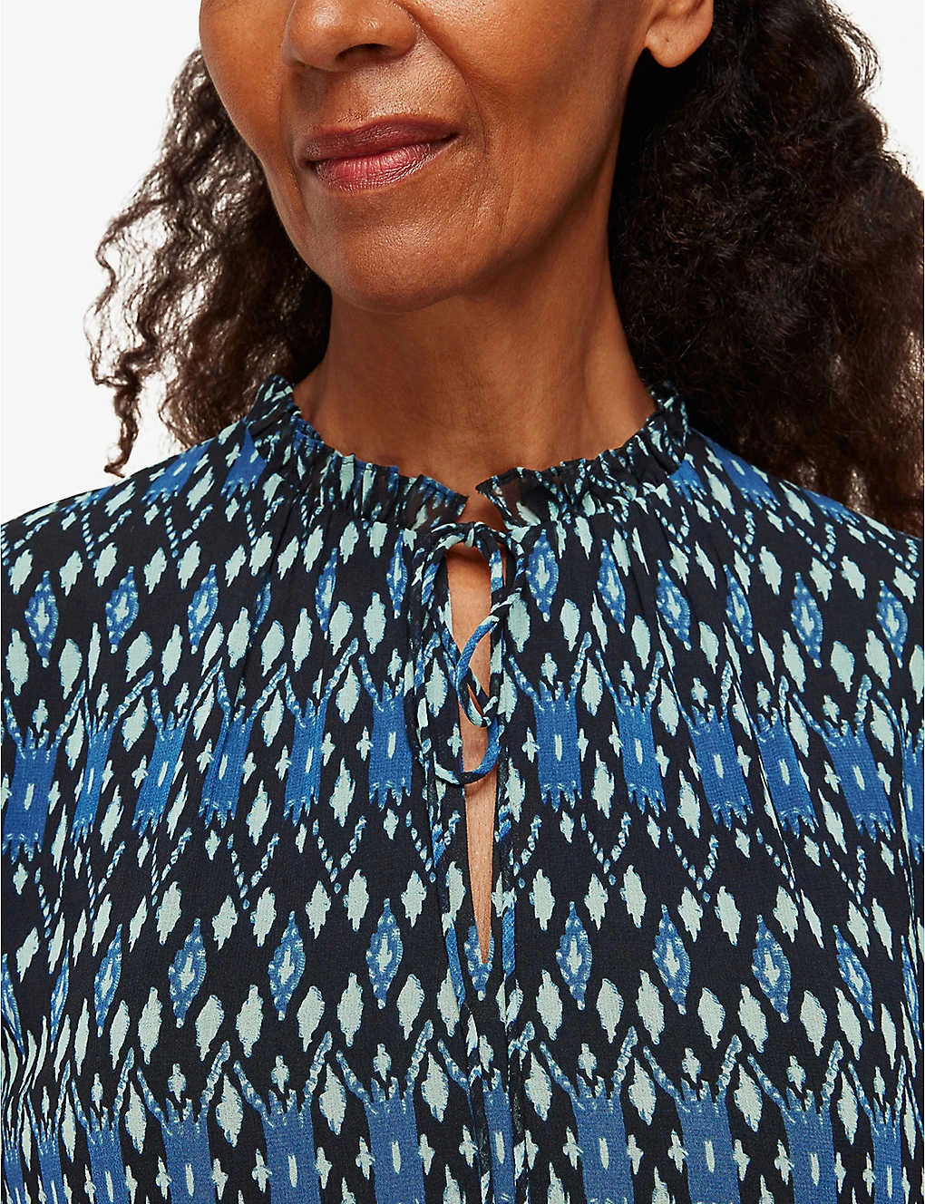 Whistles Ikat-print Crepe Blouse 6 Whistles Ikat-print Crepe Blouse - Image 4