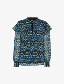 Whistles Ikat-print Crepe Blouse