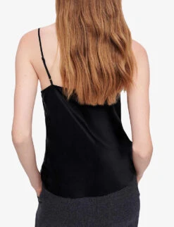 Maje Leatoni Silk Satin And Lace Camisole Top 10 Maje Leatoni Silk Satin And Lace Camisole Top -Sweaty Betty Store R03722854 BLACK ALT03