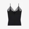 Maje Leatoni Silk Satin And Lace Camisole Top 1 Maje Leatoni Silk Satin And Lace Camisole Top -Sweaty Betty Store R03722854 BLACK M