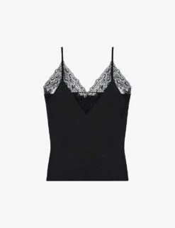 Maje Leatoni Silk Satin And Lace Camisole Top