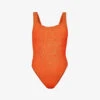 Square-neck Seersucker-weave Swimsuit 2 Square-neck Seersucker-weave Swimsuit -Sweaty Betty Store R03733699 ORANGE M