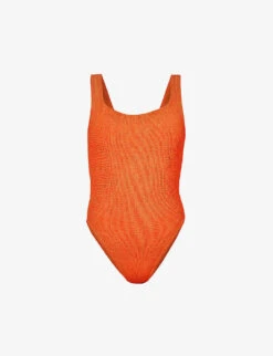 Square-neck Seersucker-weave Swimsuit