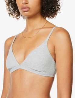 Triangle Stretch-cotton Bralette -Sweaty Betty Store R03766866 LIGHTHEATHERGREY ALT04