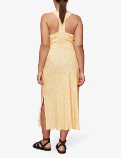 Whistles Safari-print Satin Midi Dress 8 Whistles Safari-print Satin Midi Dress -Sweaty Betty Store R03776759 YELLOW ALT02