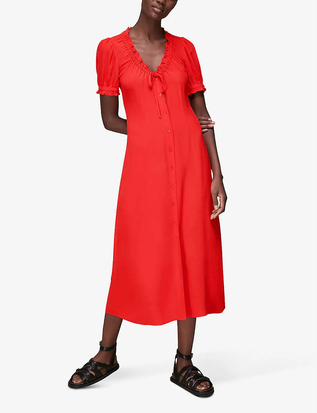 Whistles Ada Ruched-detail Midi Dress 4 Whistles Ada Ruched-detail Midi Dress - Image 2