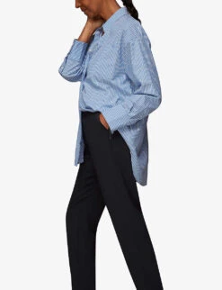 Whistles Ella Cropped Slim-leg Mid-rise Stretch-woven Trousers -Sweaty Betty Store R03834721 NAVY ALT02