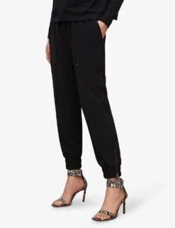 AllSaints Auden Relaxed Mid-rise Stretch-woven Trousers -Sweaty Betty Store R03836055 BLACK ALT02