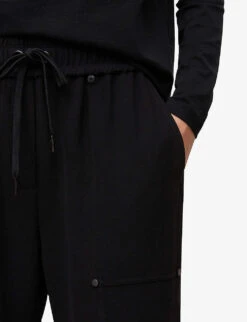 AllSaints Auden Relaxed Mid-rise Stretch-woven Trousers -Sweaty Betty Store R03836055 BLACK ALT04