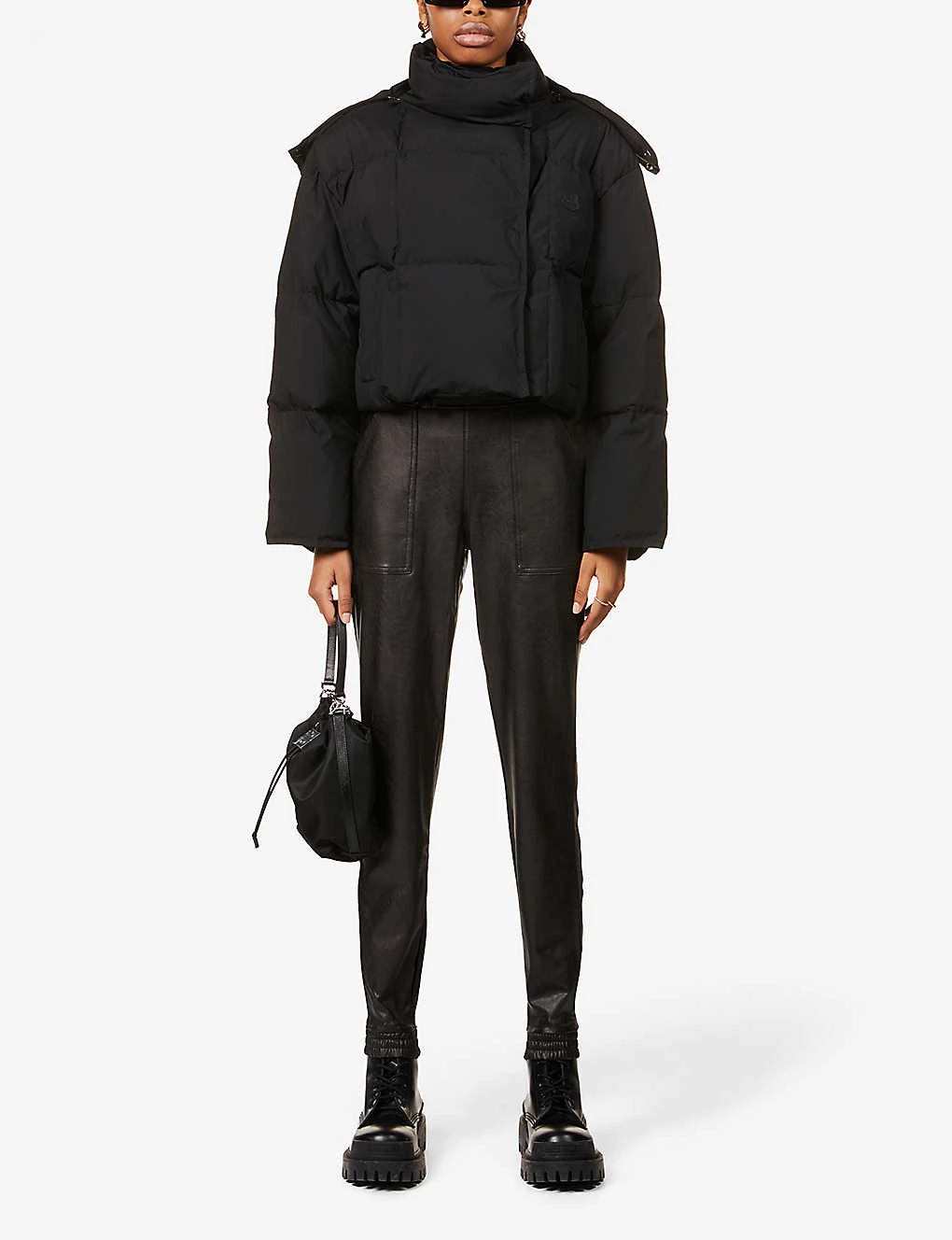 Spanx Leather Like Tapered-leg Mid-rise Stretch Faux-leather Jogging Bottoms 4 Spanx Leather Like Tapered-leg Mid-rise Stretch Faux-leather Jogging Bottoms - Image 2