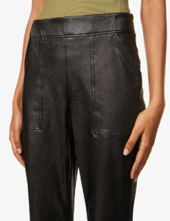 Spanx Leather Like Tapered-leg Mid-rise Stretch Faux-leather Jogging Bottoms 11 Spanx Leather Like Tapered-leg Mid-rise Stretch Faux-leather Jogging Bottoms -Sweaty Betty Store R03838562 NOIRBLACK ALT04