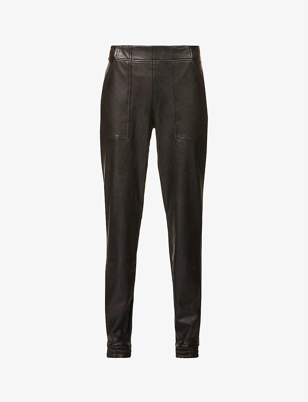 Spanx Leather Like Tapered-leg Mid-rise Stretch Faux-leather Jogging Bottoms 3 Spanx Leather Like Tapered-leg Mid-rise Stretch Faux-leather Jogging Bottoms