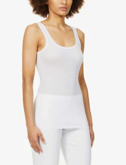 HANRO Ultralight Scoop-neck Cotton-jersey Top 9 HANRO Ultralight Scoop-neck Cotton-jersey Top -Sweaty Betty Store R03848676 WHITE ALT02