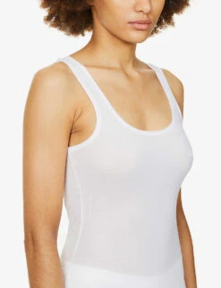 HANRO Ultralight Scoop-neck Cotton-jersey Top 11 HANRO Ultralight Scoop-neck Cotton-jersey Top -Sweaty Betty Store R03848676 WHITE ALT04