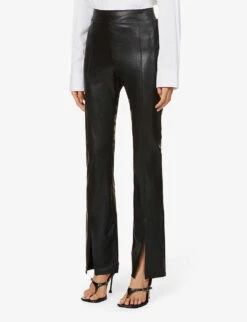 Commando Com Faux Leather Splt Pant 9 Commando Com Faux Leather Splt Pant -Sweaty Betty Store R03851555 BLACK ALT02