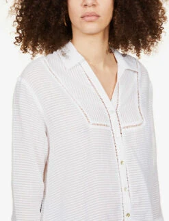 Seafolly Boheme Striped-pattern Cotton Cover-up -Sweaty Betty Store R03854739 WHITE ALT04