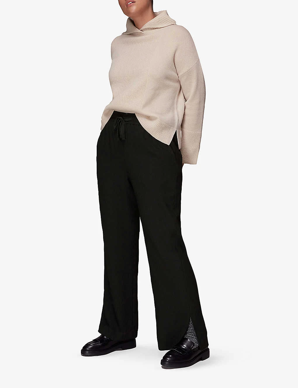 Whistles Split-hem Wide-leg Crepe Trousers 4 Whistles Split-hem Wide-leg Crepe Trousers - Image 2