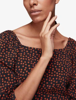 Whistles Blanche Floral-print Square-neck Woven Top 11 Whistles Blanche Floral-print Square-neck Woven Top -Sweaty Betty Store R03883167 BLACK ALT04
