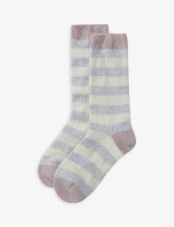 Stripe Cashmere Bed Socks