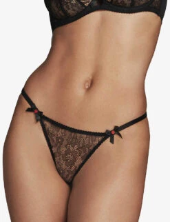 AGENT PROVOCATEUR Lorna Low-rise Lace Thong -Sweaty Betty Store R03907072 BLACK ALT03