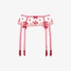 AGENT PROVOCATEUR Cupid Bow-embellished Semi-sheer Mesh Suspender Belt 2 AGENT PROVOCATEUR Cupid Bow-embellished Semi-sheer Mesh Suspender Belt -Sweaty Betty Store R03907083 REDPINK M
