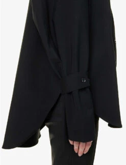 GOOD AMERICAN Tabbed-cuff Loose-fit Cotton-blend Shirt 11 GOOD AMERICAN Tabbed-cuff Loose-fit Cotton-blend Shirt -Sweaty Betty Store R03917092 BLACK001 ALT04