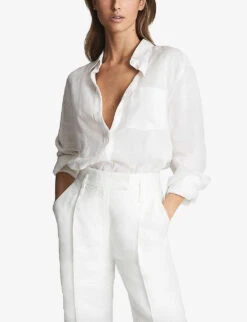 Reiss Campbell Linen Shirt 9 Reiss Campbell Linen Shirt -Sweaty Betty Store R03925285 WHITE ALT02