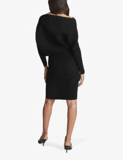 Reiss Lara Off-the-shoulder Stretch-knit Midi Dress -Sweaty Betty Store R03925870 BLACK ALT03