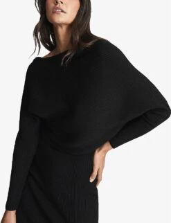 Reiss Lara Off-the-shoulder Stretch-knit Midi Dress -Sweaty Betty Store R03925870 BLACK ALT04