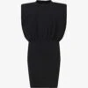 AllSaints Mika Padded-shoulders Stretch-organic Cotton Mini Dress -Sweaty Betty Store R03929636 BLACK M