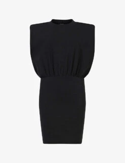 AllSaints Mika Padded-shoulders Stretch-organic Cotton Mini Dress