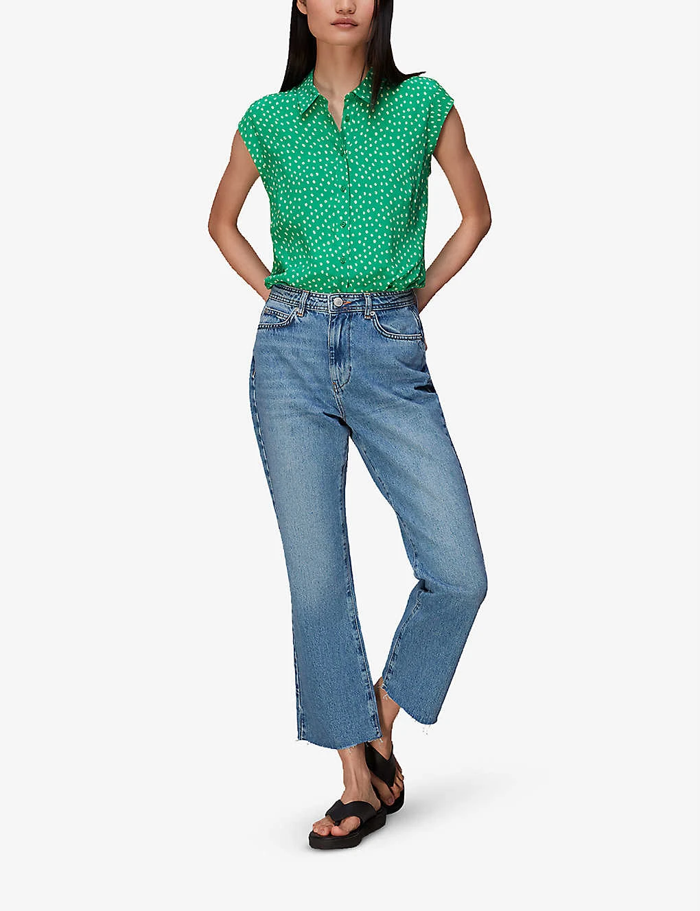 Whistles Spot-print Sleeveless Crepe Shirt 4 Whistles Spot-print Sleeveless Crepe Shirt - Image 2