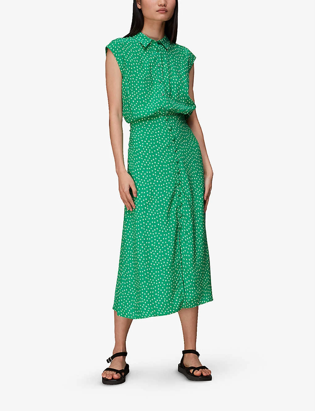 Whistles Spot-print Sleeveless Crepe Shirt 5 Whistles Spot-print Sleeveless Crepe Shirt - Image 3