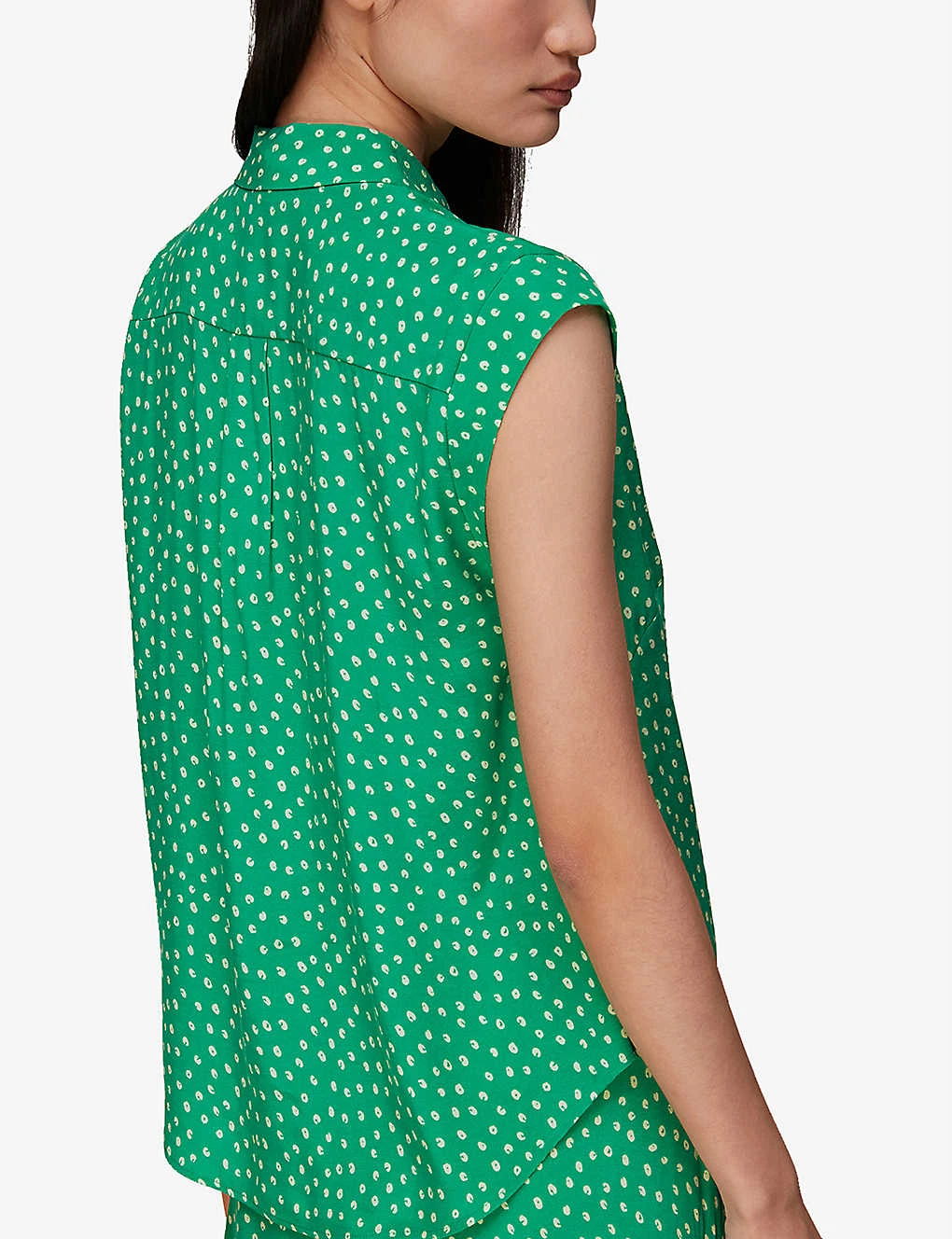 Whistles Spot-print Sleeveless Crepe Shirt 6 Whistles Spot-print Sleeveless Crepe Shirt - Image 4