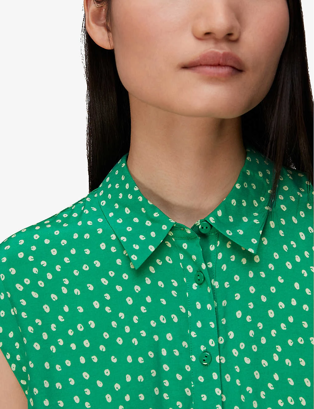 Whistles Spot-print Sleeveless Crepe Shirt 7 Whistles Spot-print Sleeveless Crepe Shirt - Image 5