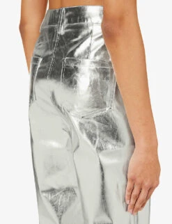 Lupe Straight-leg High-rise Faux Leather Trousers -Sweaty Betty Store R03934385 SILVER ALT04