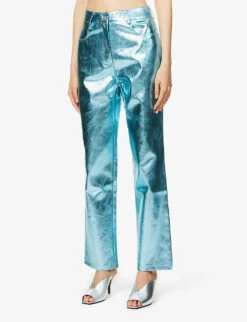 Lupe Straight-leg High-rise Faux-leather Trousers 9 Lupe Straight-leg High-rise Faux-leather Trousers -Sweaty Betty Store R03934386 ICEBLUE ALT02